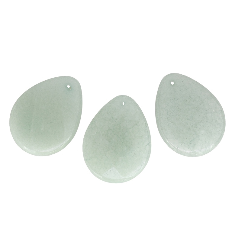 NATURAL STONE PENDANT - DROP FLAT 01 FACETED - 22x29x6mm - QUARTZ GREEN - 2pcs. Hole-0.8mm