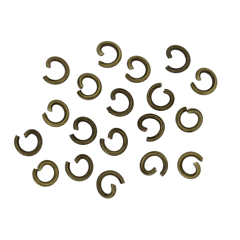 METAL ELEMENTS - JUMP RINGS OPEN - 0.9x5mm ANTIQUE BRONZE - NICKEL FREE - 50g (740pcs.)