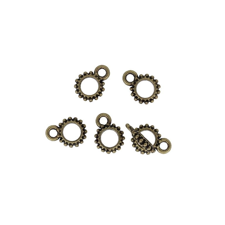 METAL BEADS - ROUND BALLS WITH RING 2.0mm - 8x11x2mm ANTIQUE BRONZE - 25pcs. Hole-4.5mm