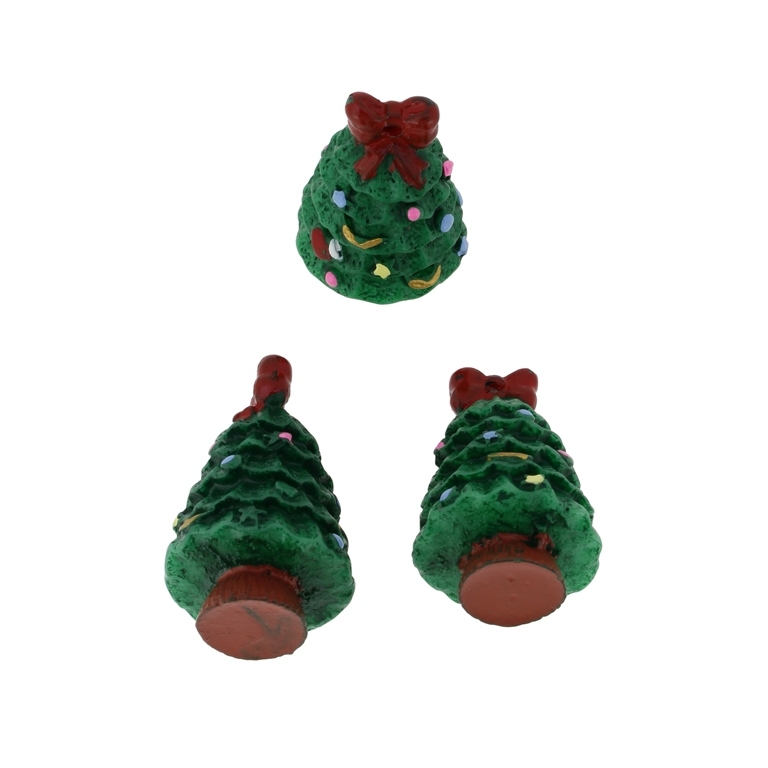 PLASTIC BEADS - RESIN 3D - PENDANTS - CHRISTMAS TREE 03 - 23x38mm GREEN AND COLORFUL - PACKAGE 20pcs. Hole-1.0mm