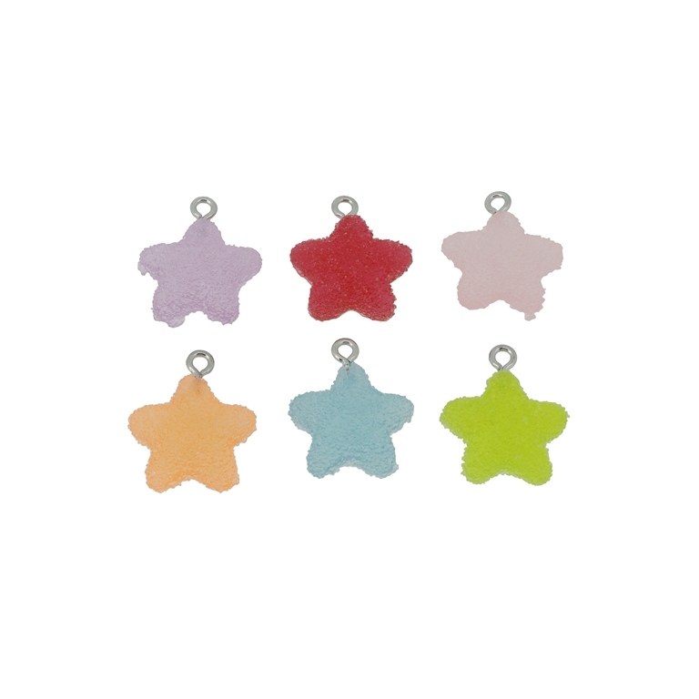 PLASTIC BEADS - RESIN 3D - PENDANTS - STAR 01 MATTE - 18x21x4mm MIX - 2pcs. Hole-2.2mm