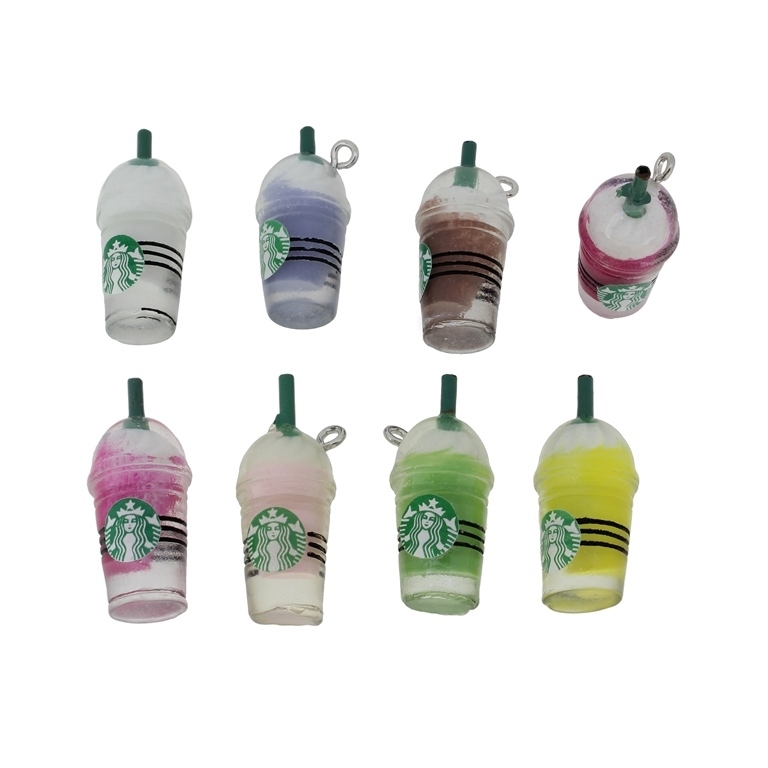 PLASTIC BEADS - RESIN 3D - PENDANTS - GLASS WITH A STRAW 01 - 14x30mm MIX - 2pcs. Hole-2.2mm