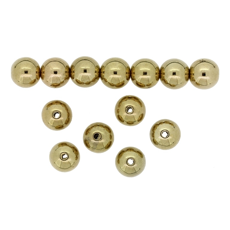 METAL PLATED PLASTIC / CCB BEADS - BALL - 10mm GOLD 03 - PACKAGE 500g Hole-2.0mm (940pcs.)