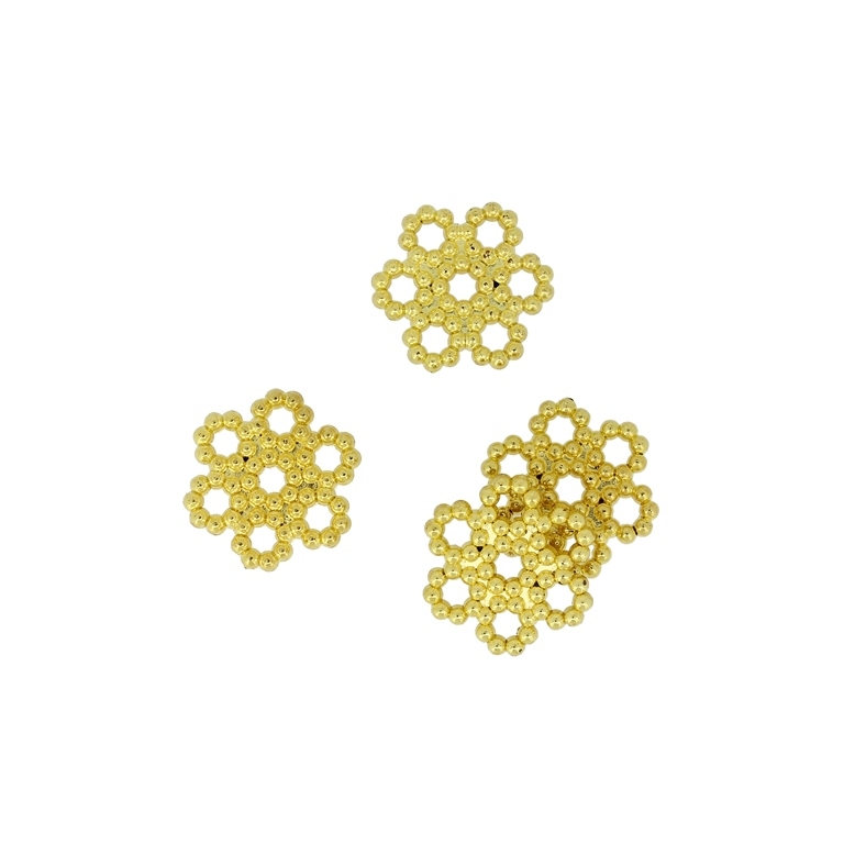 METAL PLATED PLASTIC / CCB BEADS - FLOWER CONTOUR BALLS 01 - 17x2mm GOLD - PACKAGE 500g Hole-2.5mm (1750pcs.)