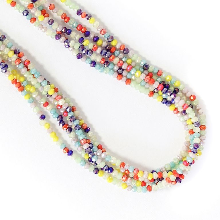 СТЪКЛЕНИ МЪНИСТА - КРИСТАЛИ - 3х2мм - МИКС - ПАКЕТ (5х180 бр.) Отвор-0.8мм