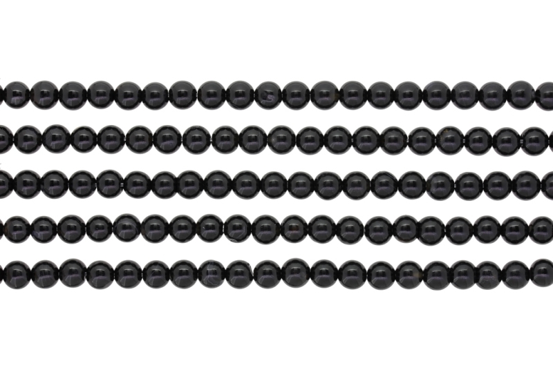 NATURAL STONE BEADS - ONYX BLACK - 6mm - PACKAGE (5x64pcs.) Hole-1.0mm