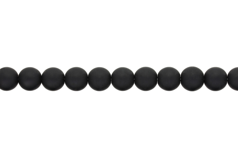 NATURAL STONE BEADS - ONYX BLACK MATTE - 12mm - STRING (32pcs.) Hole-2.0mm