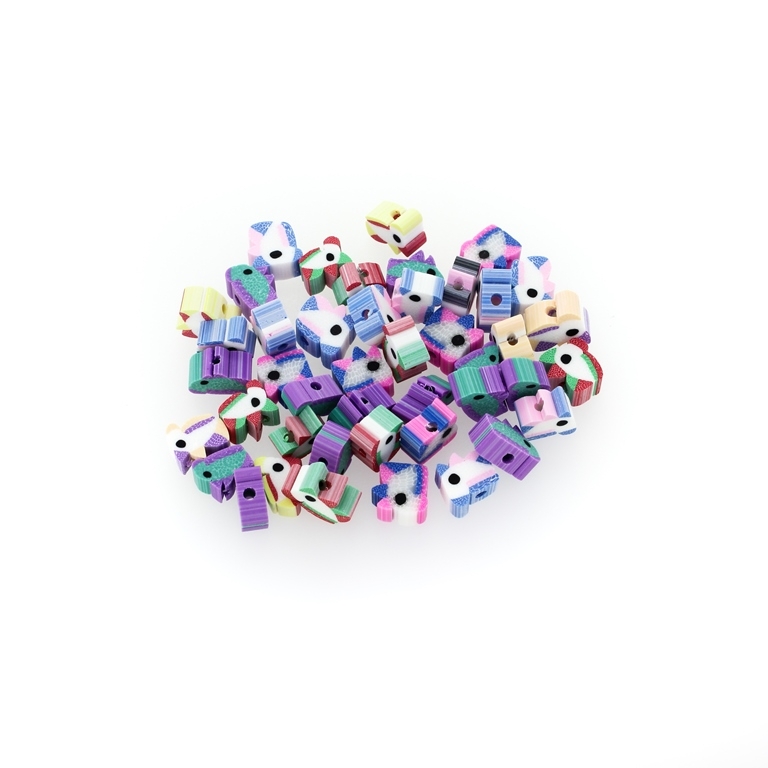 POLYMER CLAY FIMO BEADS - UNICORN 01 - 6-9x8-10x5mm MIX COLORS - PACKAGE 1020pcs. Hole-2.5mm