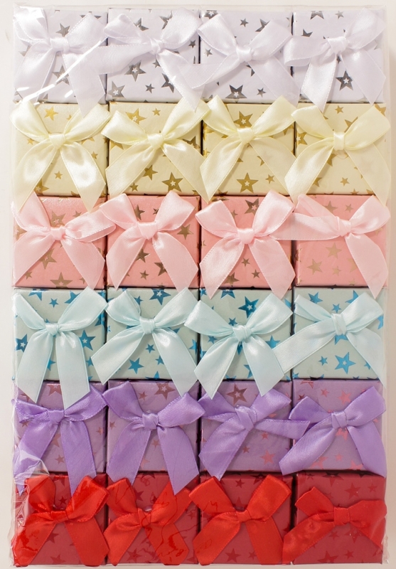 RING BOX - 5x5x3.5cm - RIBBON 17 - MIX COLORS - PACKAGE 24pcs.