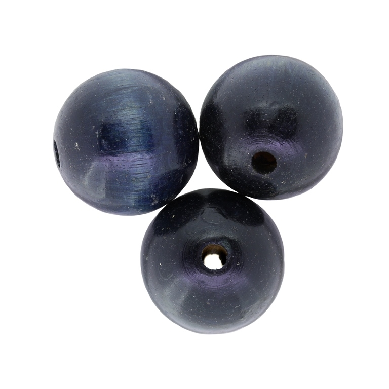 WOODEN BEADS - BALL SHAPED - 28x30mm BLACK 26 - 1pc. Hole-5.0mm