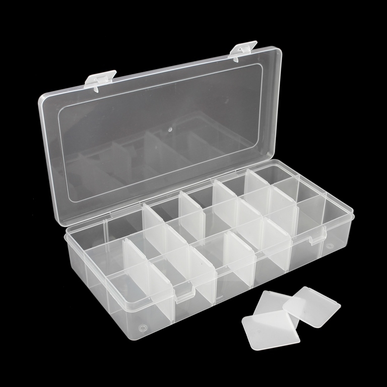 PLASTIC BOX - ORGANIZER 6x3 - MOVABLE DIVISIONS - 23.2x12.5x4.2cm TRANSPARENT WHITE - 1pc.