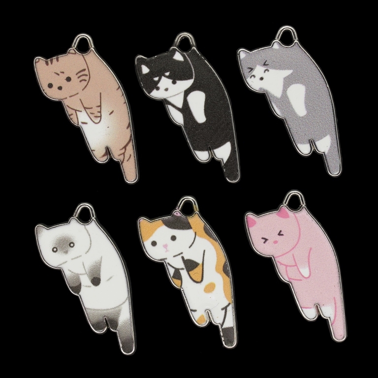 METAL BEADS WITH ENAMEL - PENDANT - CAT 05 - 15x31x2mm NICKEL AND MIX - PACKAGE 20pcs. Hole-2.3mm