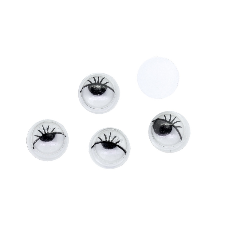 MATERIALS FOR CRAFT AND DECORATION - WIGGLE EYES WITH EYELASHES 01 - 8x3mm WHITE - PACKAGE 500pcs.