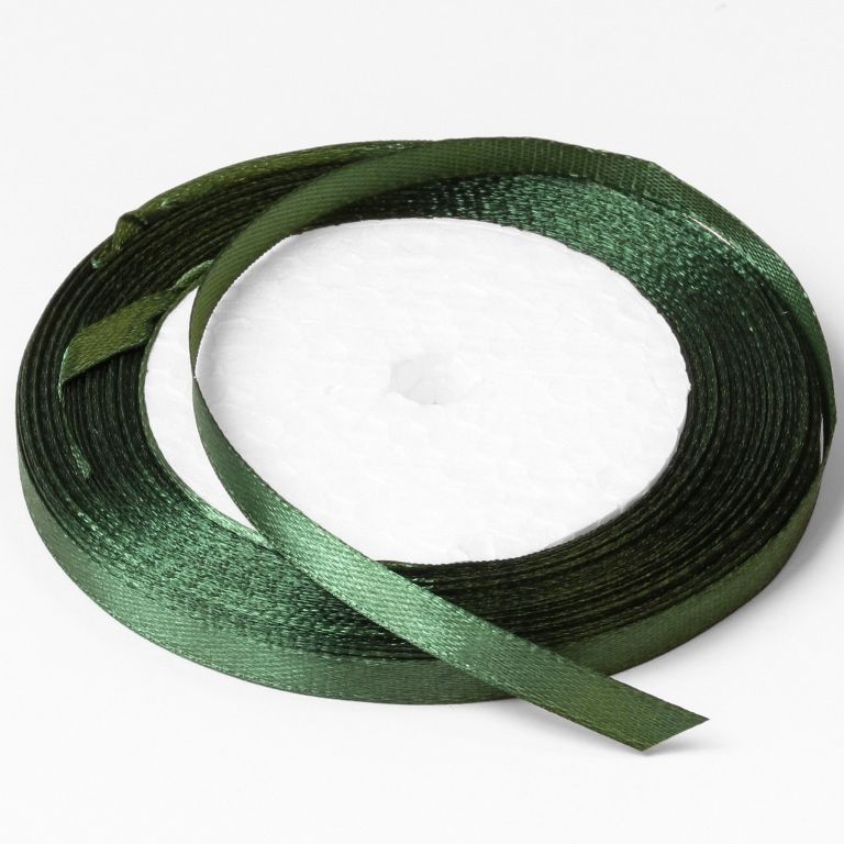 SATIN RIBBON 0.6cm - GREEN (DARK) 049А - PACKAGE 10x25yards(22m)