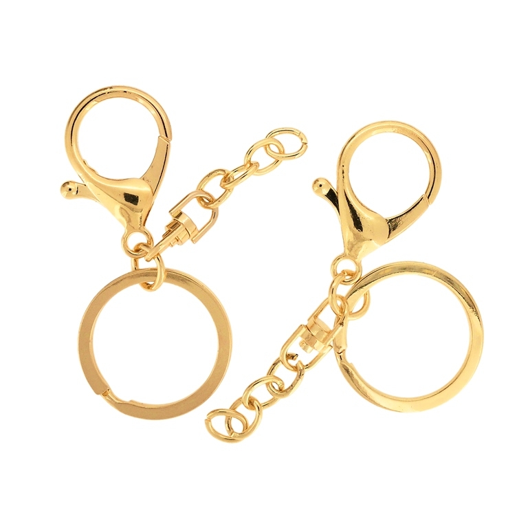 METAL KEYCHAIN FINDINGS - KIT - 30x2mm GOLD COLOR 03 - NICKEL FREE - ПАКЕТ 50pcs.