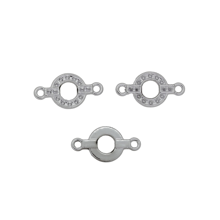 METAL BEADS - CONNECTING ELEMENT - 2 HOLES - CIRCULAR RELIEF 01 - 22x12x2mm NICKEL - 8pcs. Hole-2.0mm