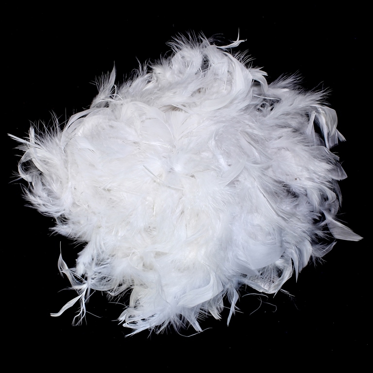 MATERIALS FOR CRAFT AND DECORATION - MARABOU FROM FEATHERS - WHITE 01 - 2m(70g) - PACKAGE 2pcs.