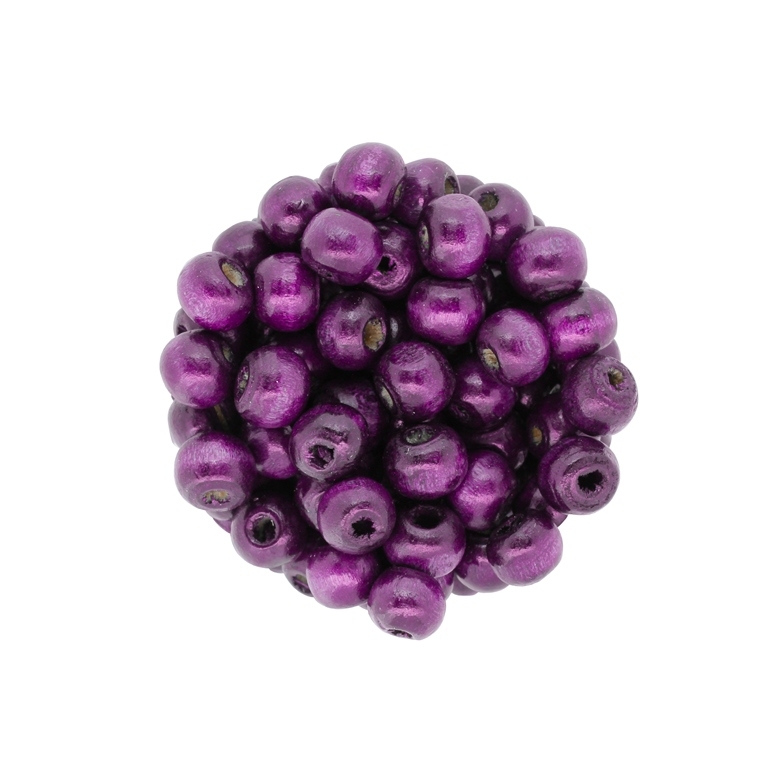 WOODEN BEADS - BALL SHAPED - 7x8mm PURPLE А06 - PACKAGE 500g (3100pcs.) Hole-3.0mm