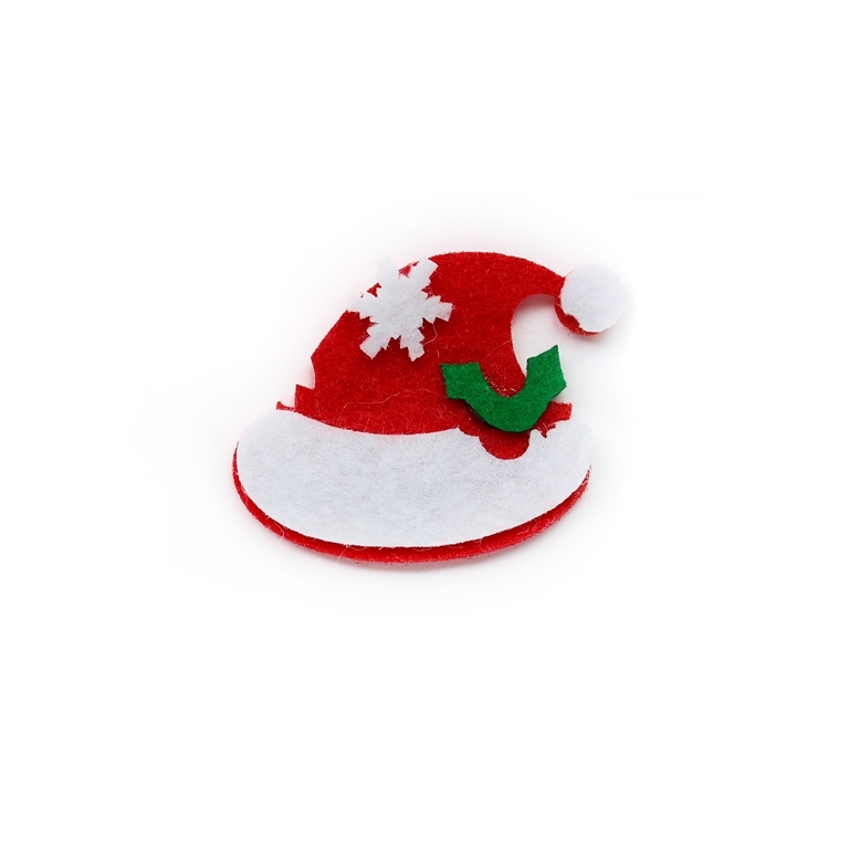 TEXTILE BEADS - FELT - CHRISTMAS HAT 02 - 48x40mm WHITE AND RED - PACKAGE 10pcs.