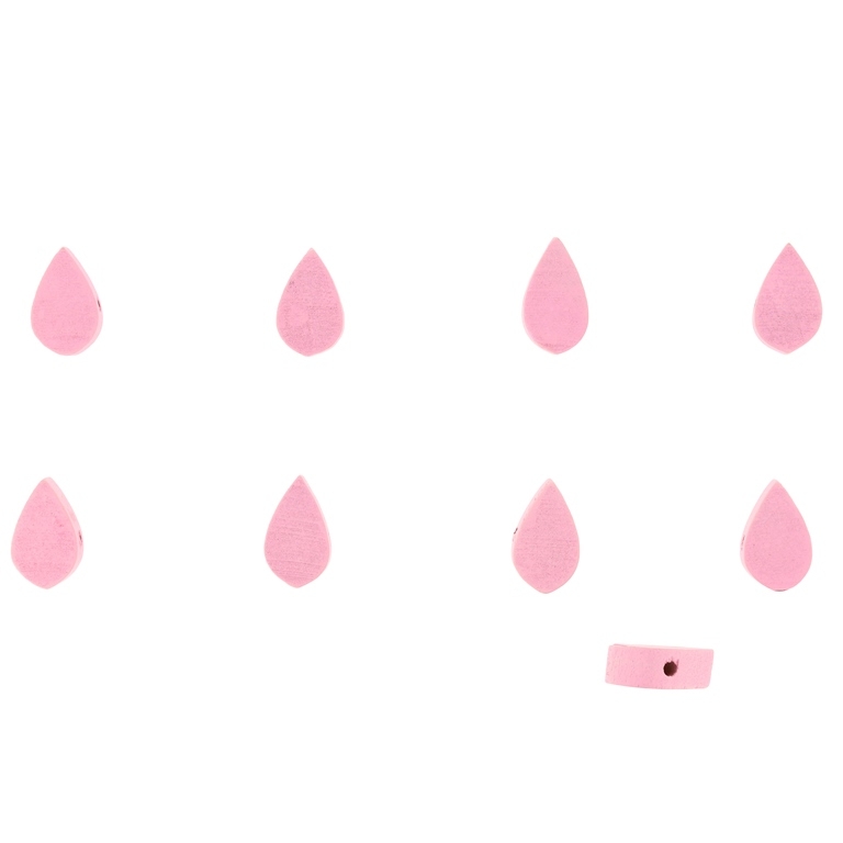 WOODEN FIGURES - 04 DROP 01 - 9x15x6mm PINK (LIGHT) - PACKAGE 600pcs. Hole-2.5mm