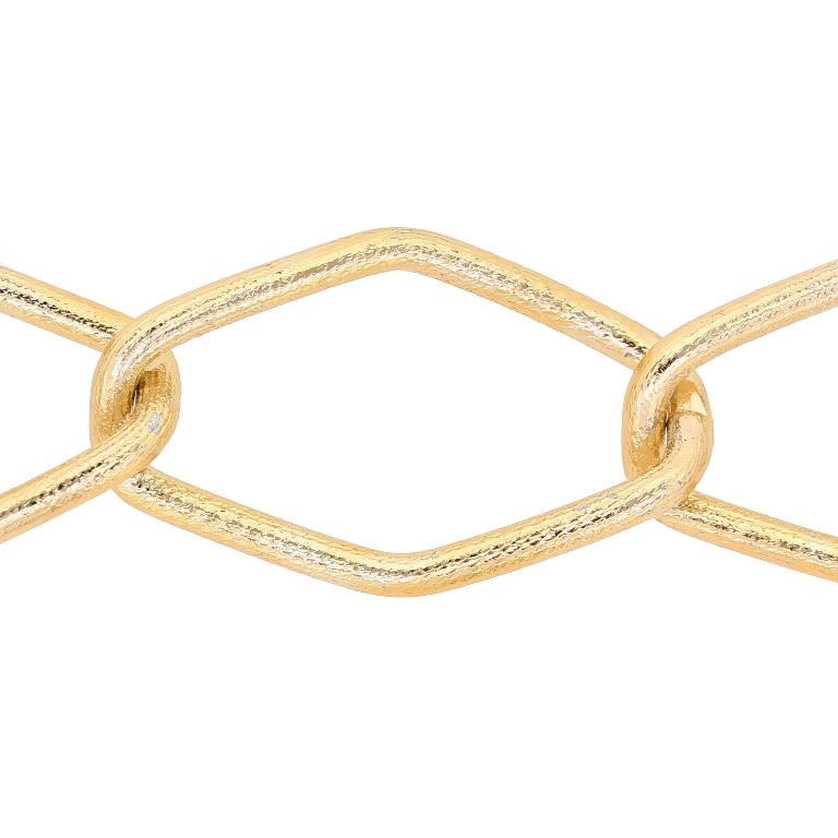 METAL CHAIN - ALUMINUM - TWISTED DIAMOND TEXTURED LINK - 3x24x41mm GOLD (DARK) - PACKAGE 5meters