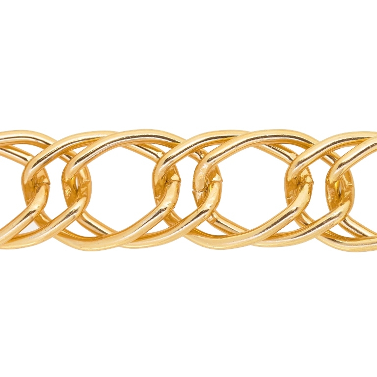 METAL CHAIN - ALUMINUM - DOUBLE LINK CURB - 2x17x23mm GOLD (DARK) - PACKAGE 5meters