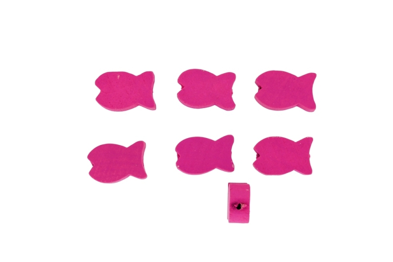 WOODEN FIGURES - 04 FISH 03 - 18x11x6mm CYCLAMEN - 25pcs. Hole-2.5mm