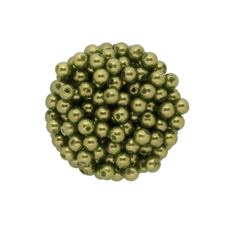 ACRYLIC IMITATION PLASTIC PEARLS - BALL - 6mm GREEN MILITARY (LIGHT) 29 - PACKAGE 500g Hole-1.8mm (5100pcs.)