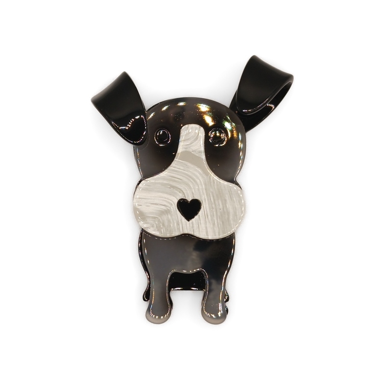 JEWELRY - BROOCH - PLASTIC - DOG B65 - 5.4x7.4cm NICKEL - PACKAGE 6pcs.