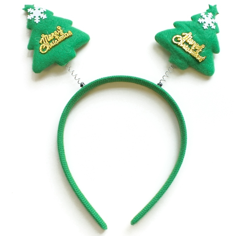 CHRISTMAS DECORATION - HAIR ACCESSORY - TIARA 02 - CHRISTMAS TREE - GREEN - PACKAGE 12pcs.