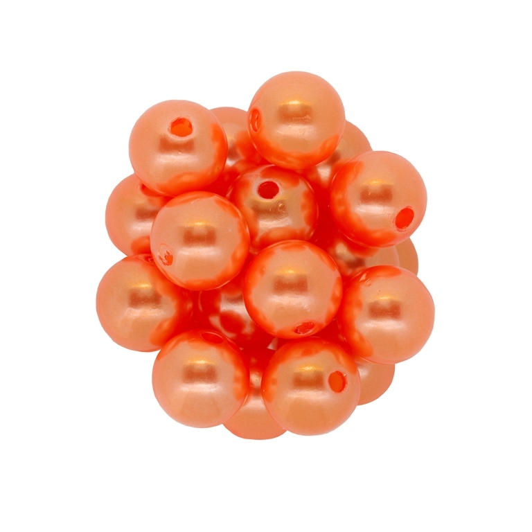 ACRYLIC IMITATION PLASTIC PEARLS - BALL - 14mm ORANGE 93 - 50g Hole-3.2mm (37pcs.)