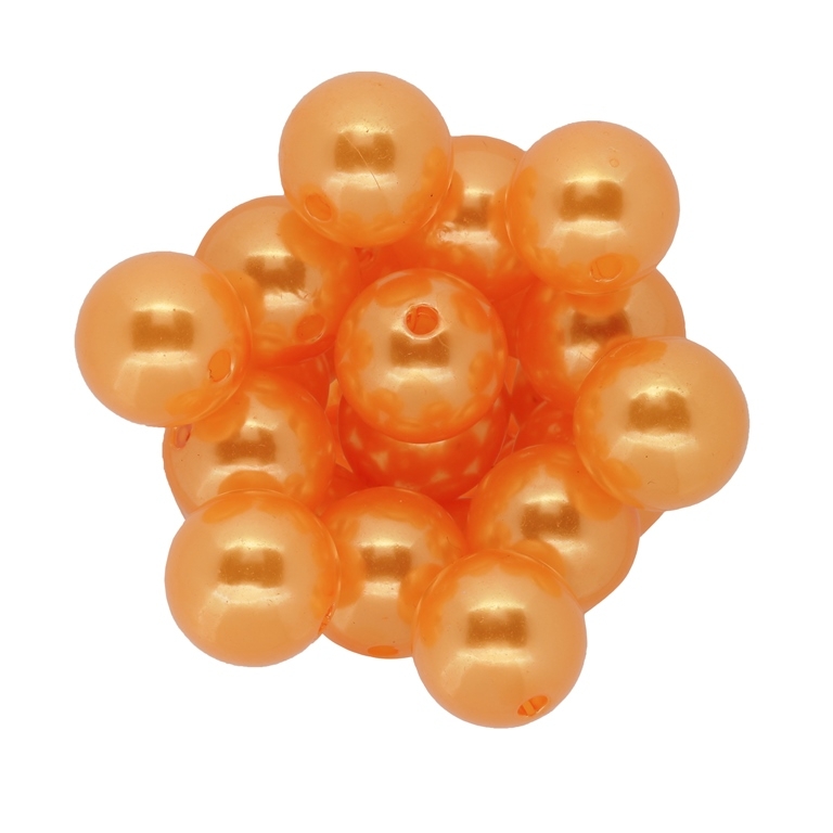 ACRYLIC IMITATION PLASTIC PEARLS - BALL - 16mm ORANGE 102 - PACKAGE 500g Hole-2.8mm (245pcs.)