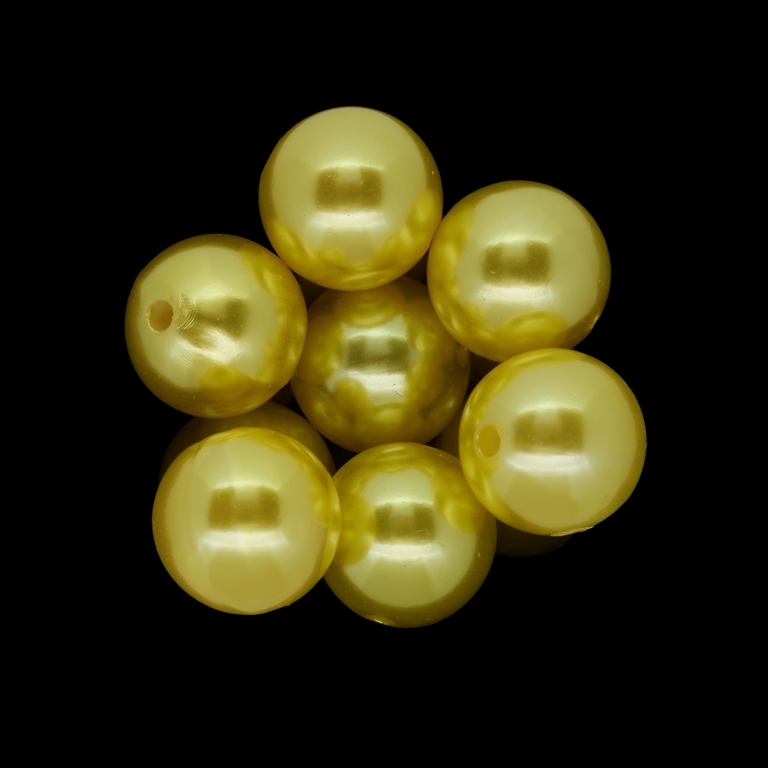 ACRYLIC IMITATION PLASTIC PEARLS - BALL - 18mm YELLOW 94 - PACKAGE 500g Hole-2.8mm (178pcs.)