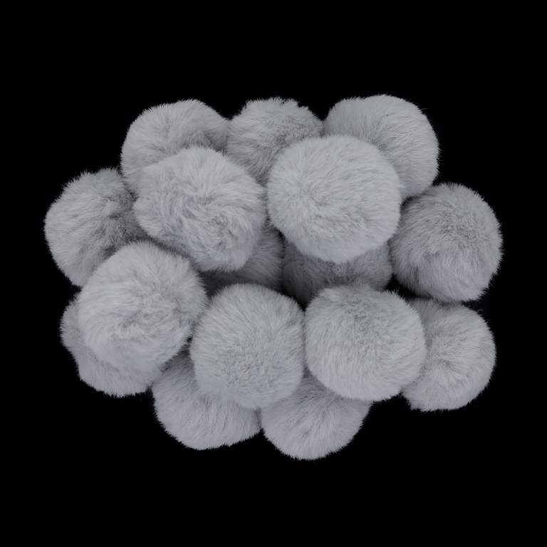 TEXTILE BEADS - POMPON ECO LEATHER - 22mm GRAY 25 - PACKAGE 100pcs.