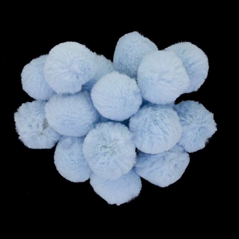 TEXTILE BEADS - POMPON ECO LEATHER - 22mm BLUE (LIGHT) 19 - PACKAGE 100pcs.