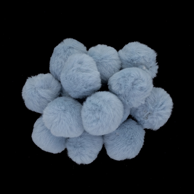 TEXTILE BEADS - POMPON ECO LEATHER - 22mm BLUE (LIGHT) 20 - PACKAGE 100pcs.