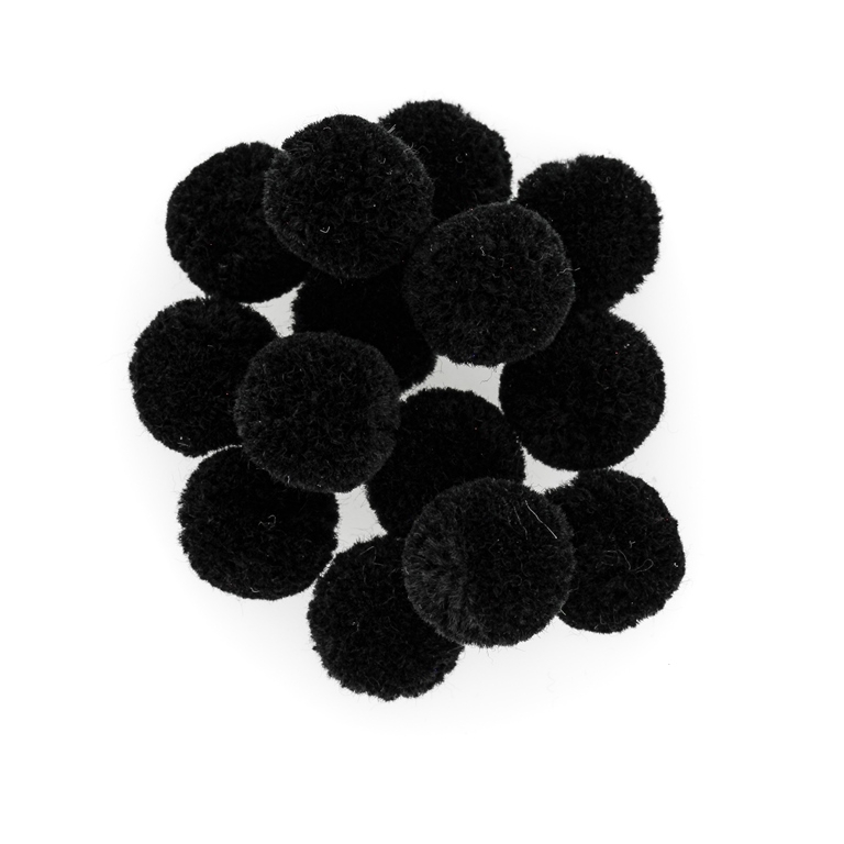 TEXTILE BEADS - POMPON POLYESTER - 16mm BLACK 09 - PACKAGE 500pcs.