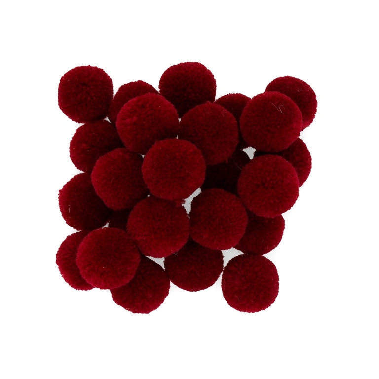 TEXTILE BEADS - POMPON POLYESTER - 20mm RED (DARK) 01 - PACKAGE 200pcs.