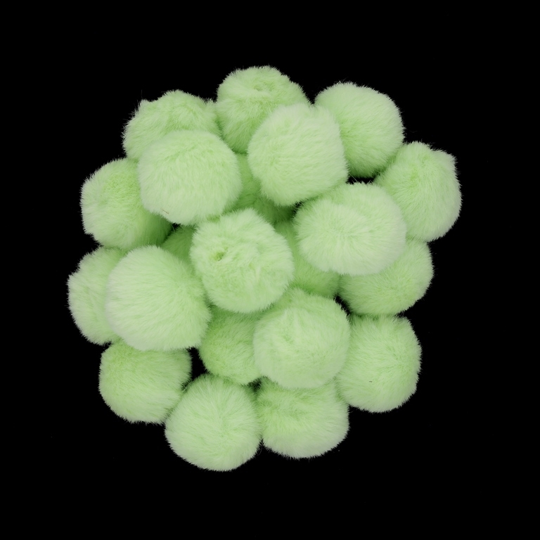 TEXTILE BEADS - POMPON ECO LEATHER - 20mm GREEN 18 - PACKAGE 100pcs. 