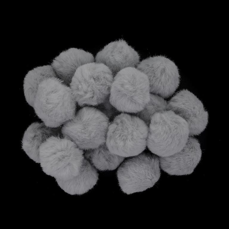 TEXTILE BEADS - POMPON ECO LEATHER - 20mm GRAY 25 - PACKAGE 100pcs. 