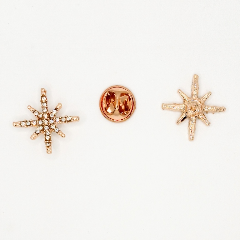 JEWELRY - BROOCH PIN - CRYSTALS - STAR B90 - ROSE GOLD - PACKAGE 6pcs.