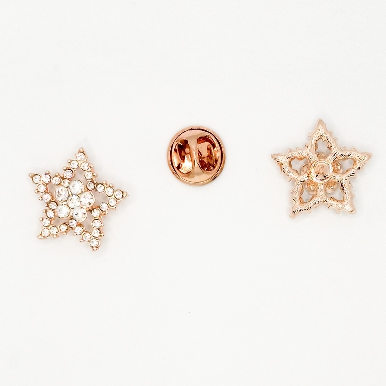 JEWELRY - BROOCH PIN - CRYSTALS - STAR B92 - ROSE GOLD - 1pc.