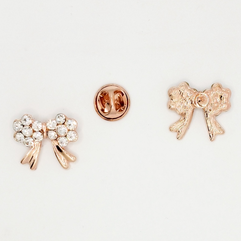 JEWELRY - BROOCH PIN - CRYSTALS - RIBBON B94 - ROSE GOLD - PACKAGE 6pcs.