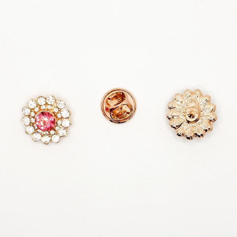 JEWELRY - BROOCH PIN - CRYSTALS - FLOWER B83 - ROSE GOLD - 1pc.