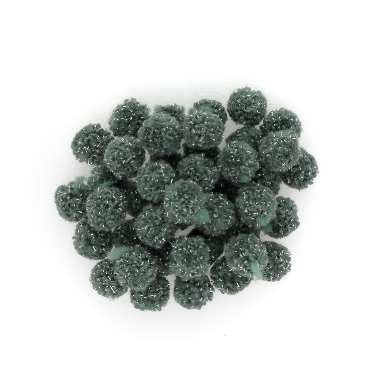 TEXTILE BEADS - POMPON POLYESTER 02 WITH LAME - 12mm TURQUOISE (DARK) 34 - PACKAGE 500pcs.