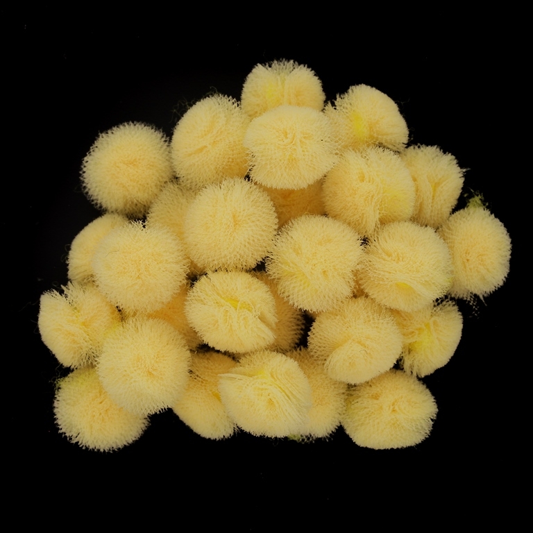 TEXTILE BEADS - POMPON TULLE - 12mm YELLOW 50 - PACKAGE 500pcs.