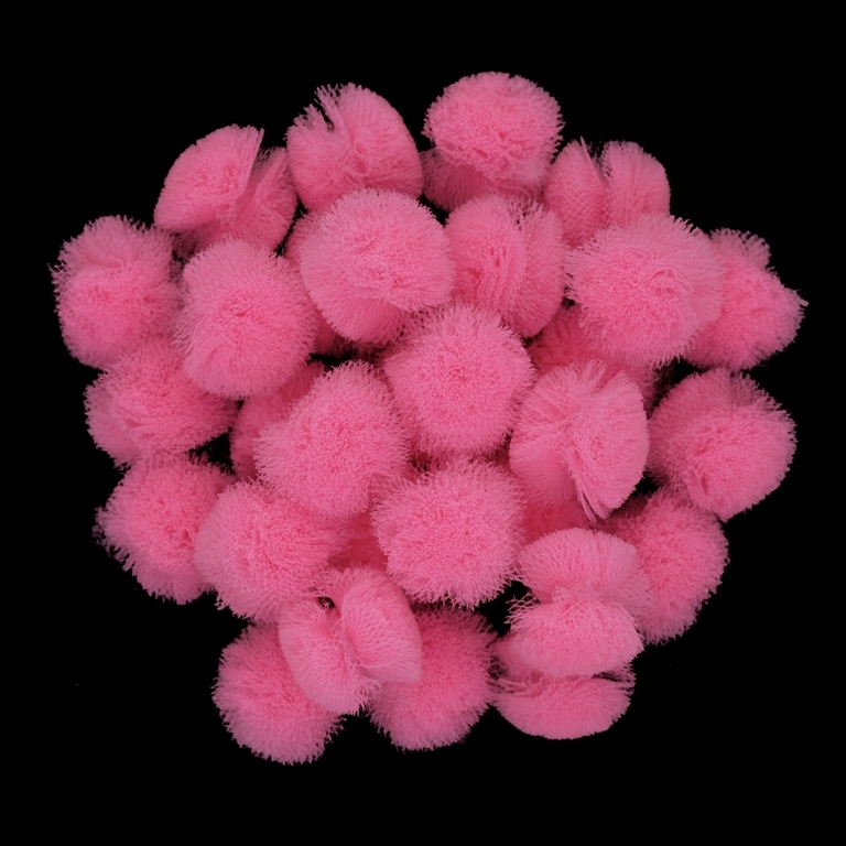 TEXTILE BEADS - POMPON TULLE - 12mm PINK 53 - PACKAGE 500pcs.