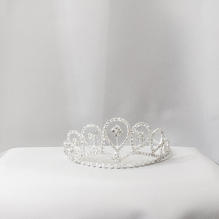 JEWELRY - ACCESSORY FOR HAIR - TIARA - METAL AND CRYSTALS - MODEL 15 - SILVER - 1pc.