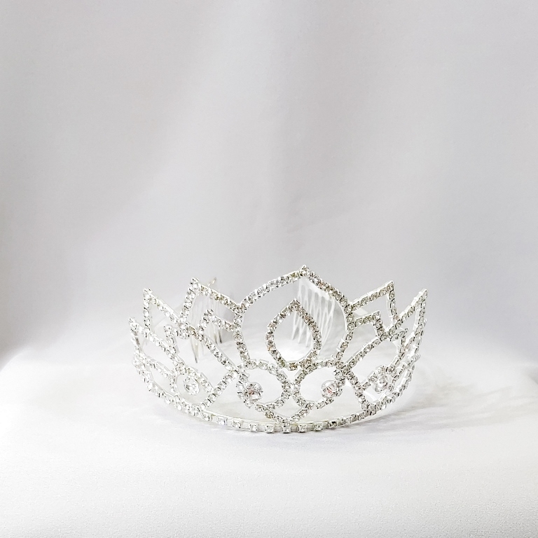 JEWELRY - ACCESSORY FOR HAIR - TIARA - METAL AND CRYSTALS - MODEL 16 - SILVER - 1pc.