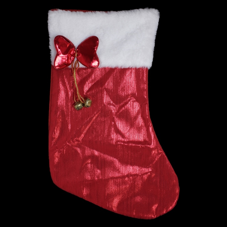 CHRISTMAS DECORATION - SOCK LAME - MODEL 02 - 24x40cm RED - 1pc.